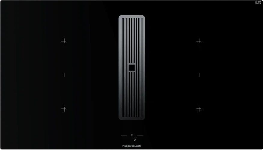 Индукционная варочная поверхность с вытяжкой Kuppersbusch с чёрными ручками KMI 9850.1 SR-S Stainless steel